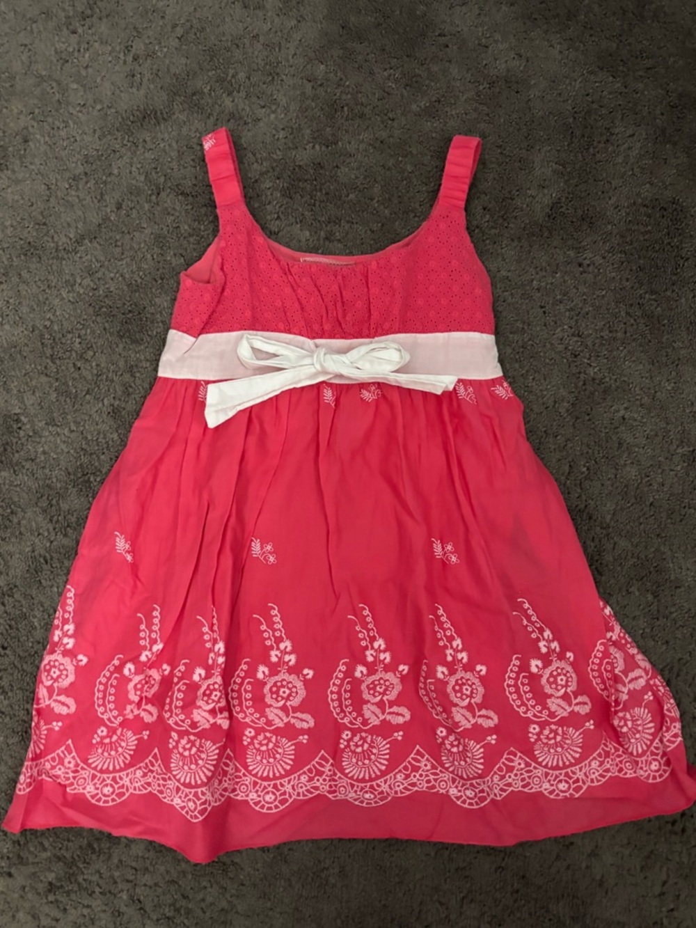 Vintage Guess Girls Pink Floral Top White Bow 100% Cotton Size M (10/12)